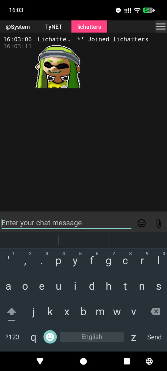 A screenshot of the Android Lichat client